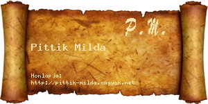 Pittik Milda névjegykártya